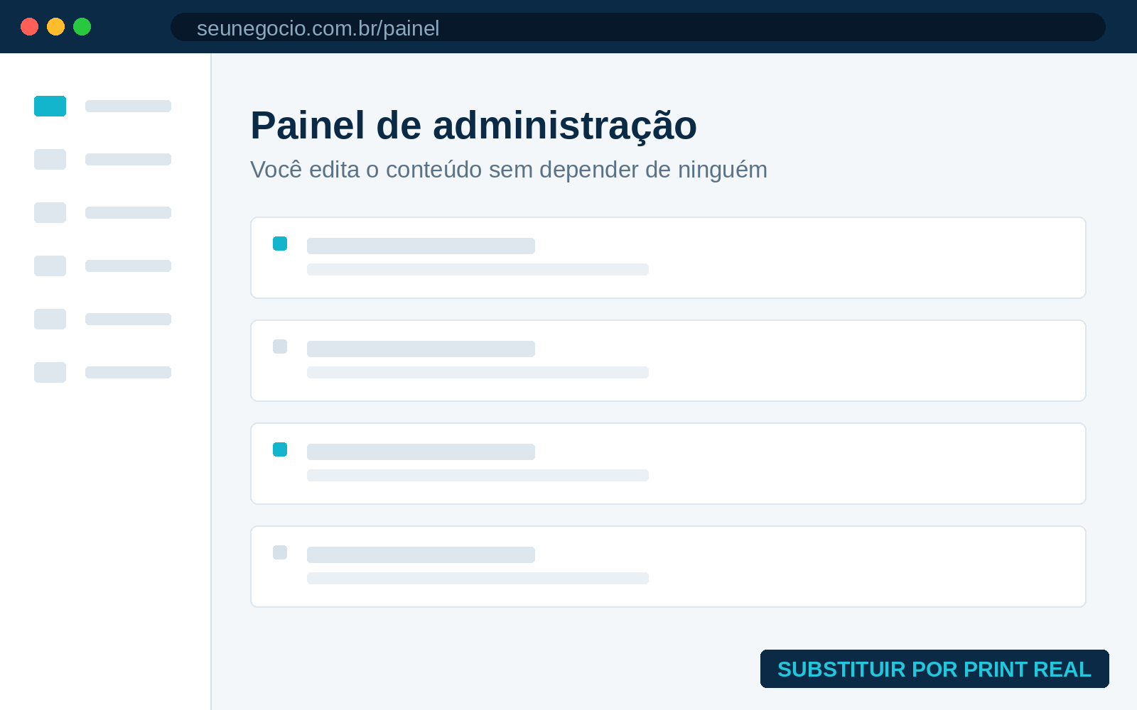 Painel de administração do site